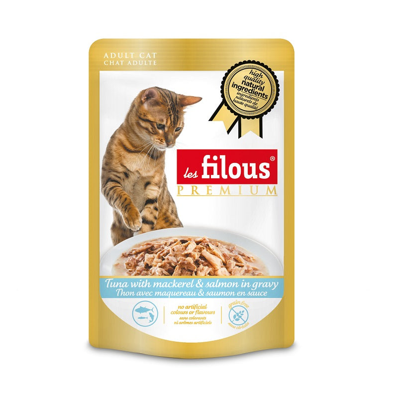 Thon avec maquereau et saumon en sauce 80 g (LOTS DE 4)