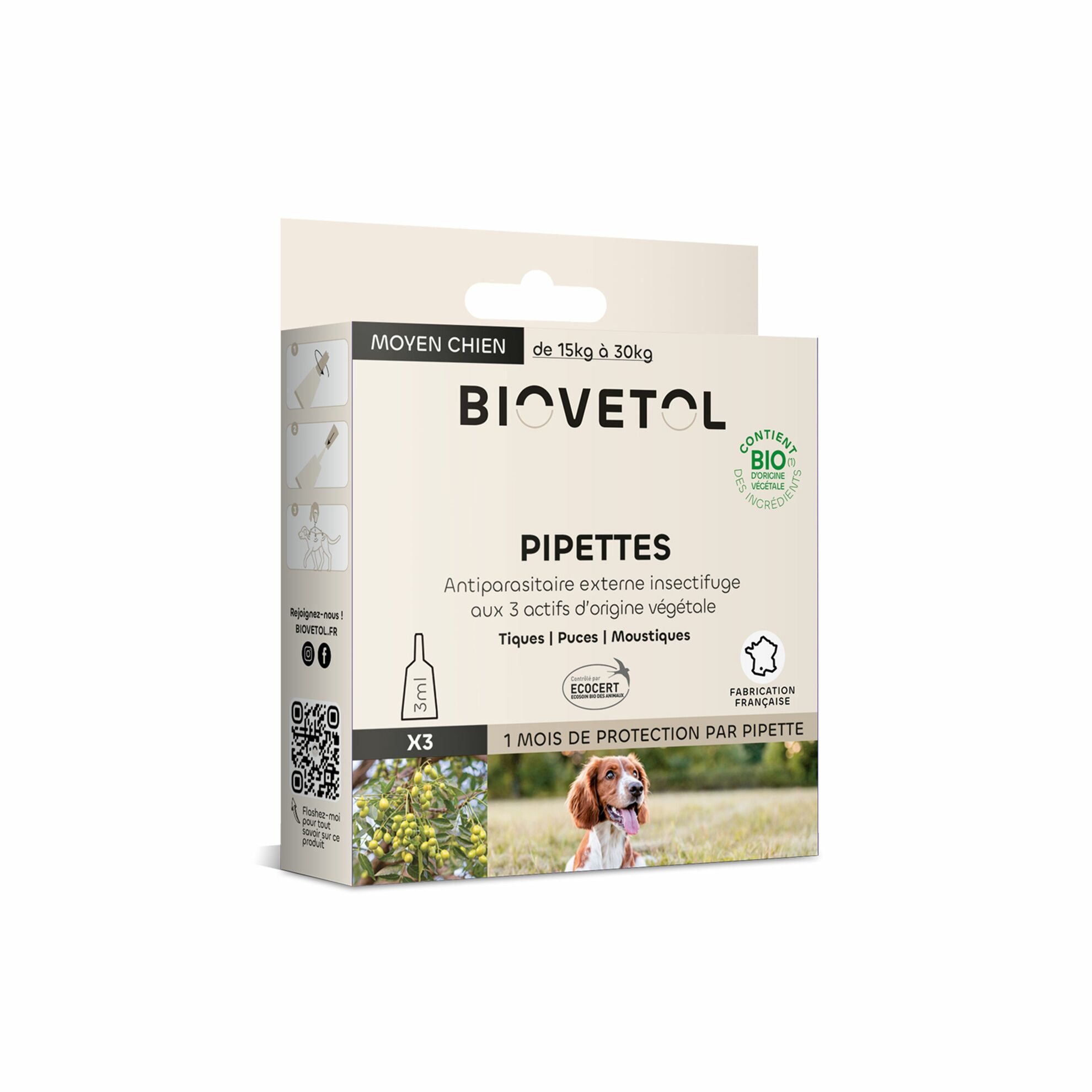 Pipettes insectifuges BIOVETOL pour chien moyen