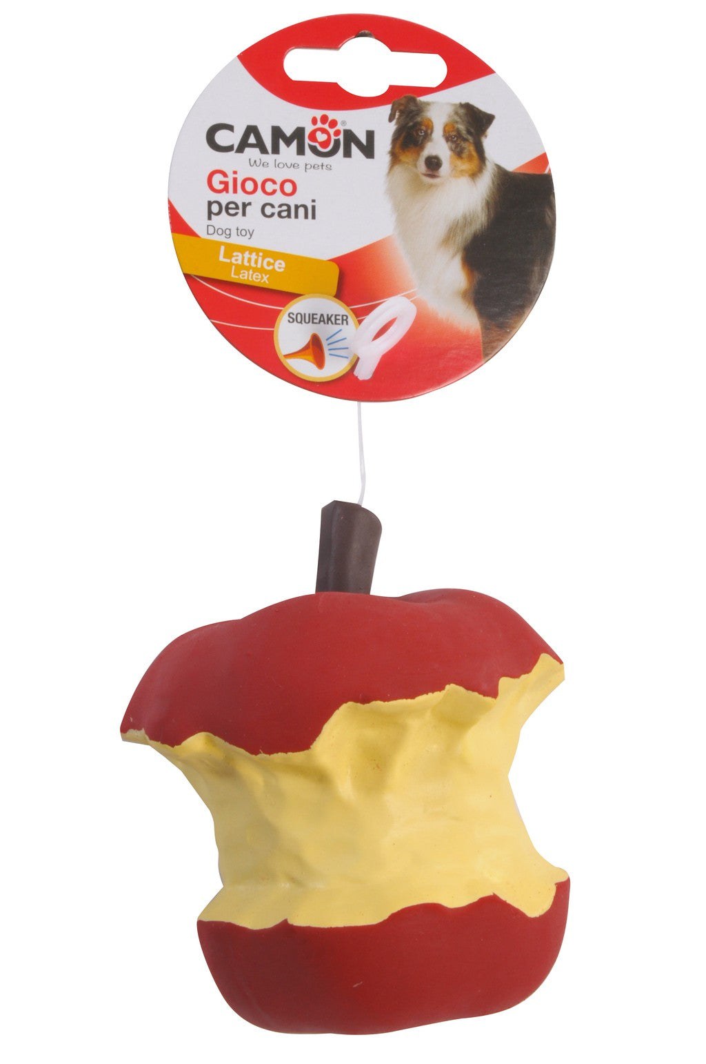 pomme en latex rouge avec sifflet