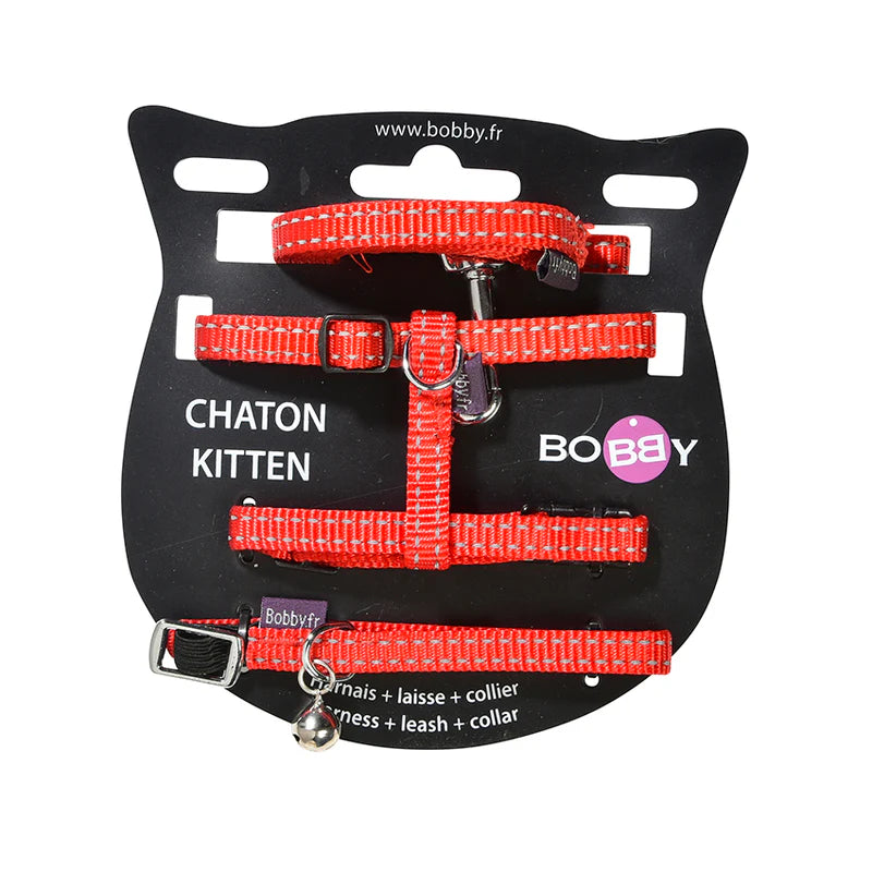 Kit collier, harnais et laisse pour chats Bobby Safe