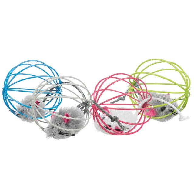 Souris avec balle métal en présentoir (LOTS DE 2)