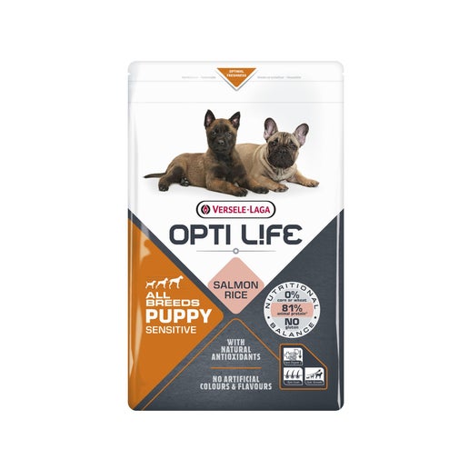 Croquettes Opti Life chiot sensible : Saumon  12.5KG